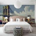 Vintage Illustration of East River Bridge, New York Mural Wallpaper - room preview 06