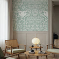 Flowers and Berries Teal Mural Wallpaper - room preview 06