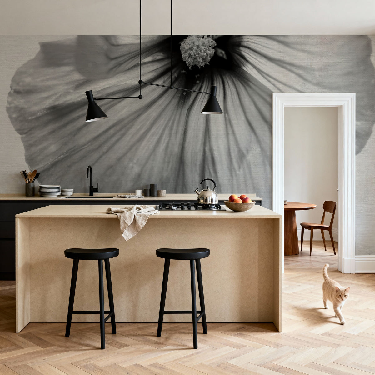 Wonderful Wildflowers III Neutral Mural Wallpaper - room preview 06