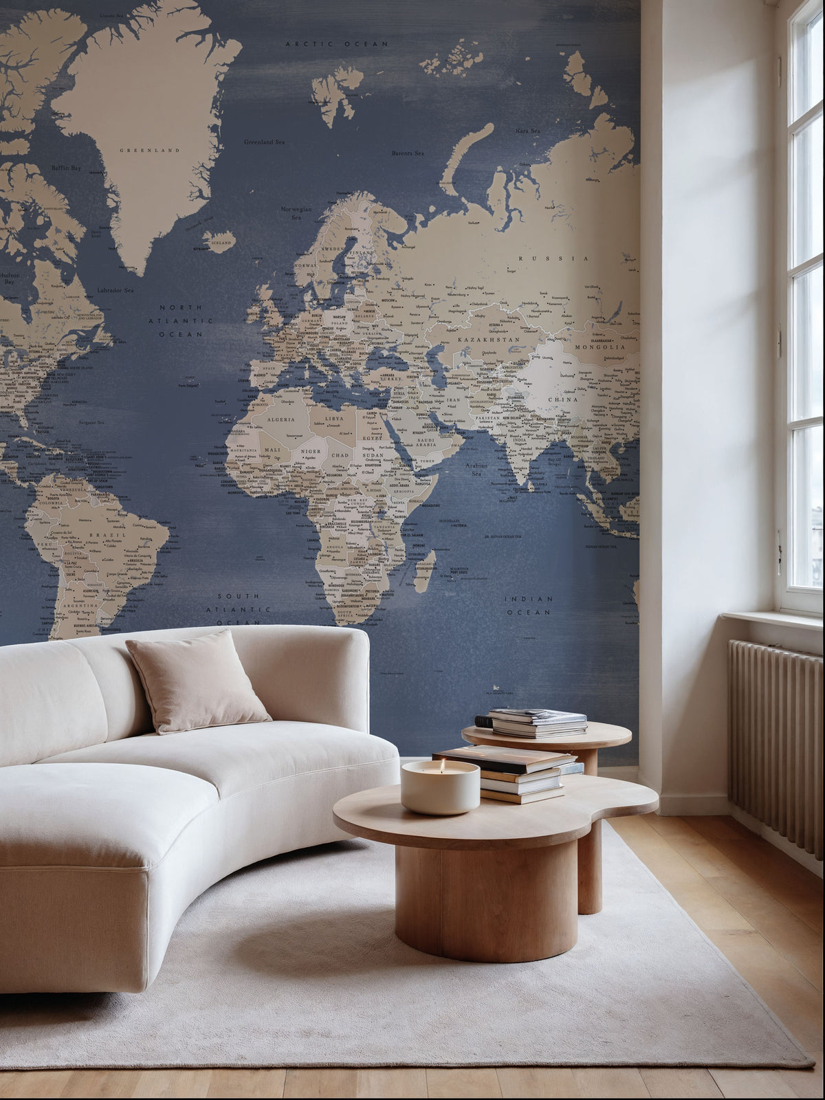 World Map Cities - Oisin Mural Wallpaper - room preview 06