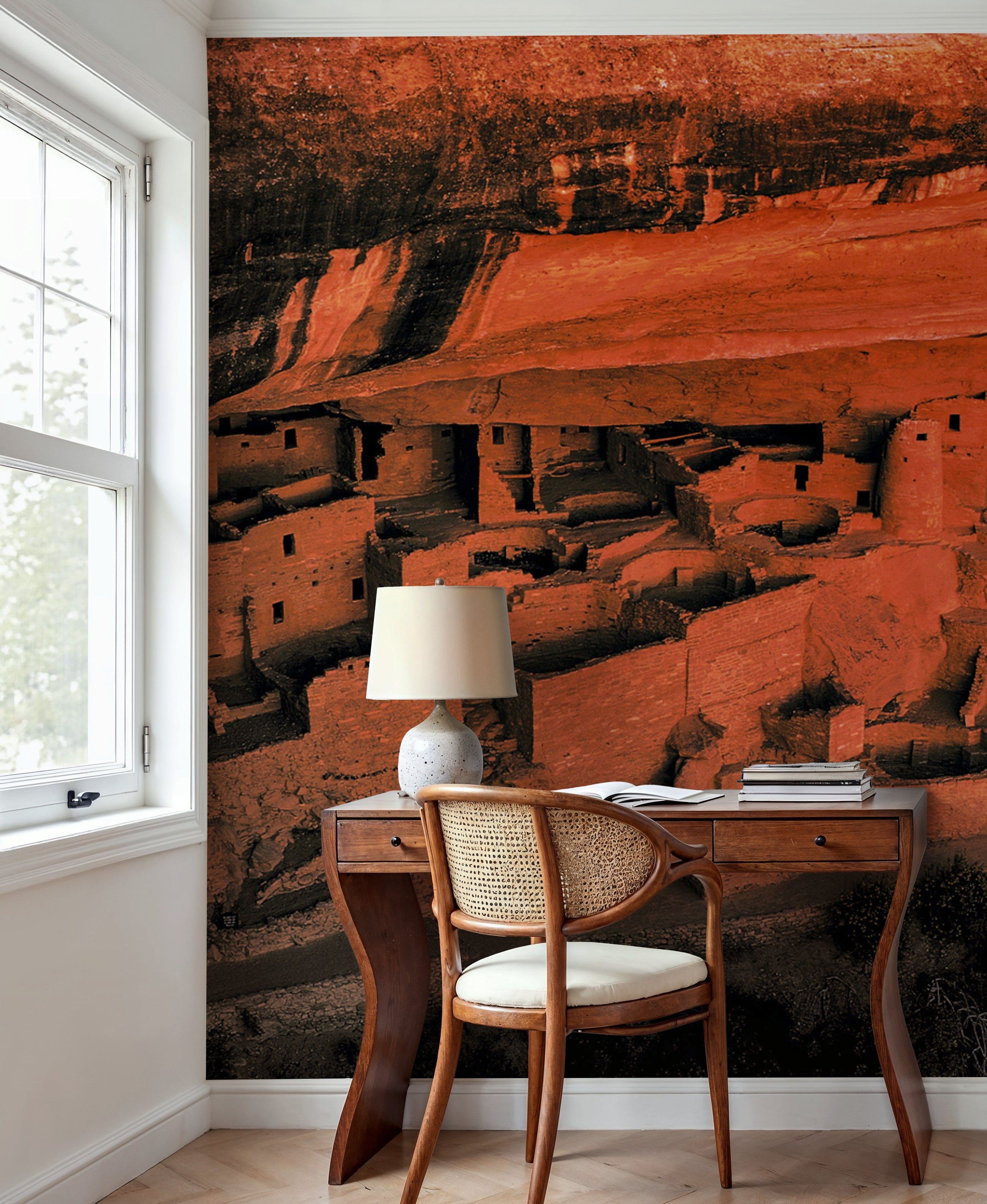 Ancient Mesa Dwelling Red Mural Wallpaper
