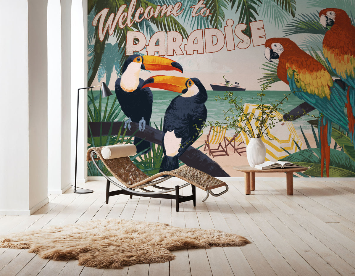 Welcome to Paradise Mural Wallpaper - room preview 06