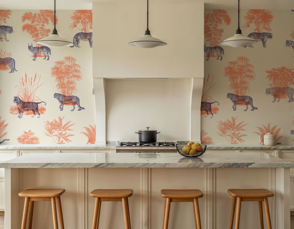Where They Belong, Orange & Blue Mural Wallpaper - room preview 06