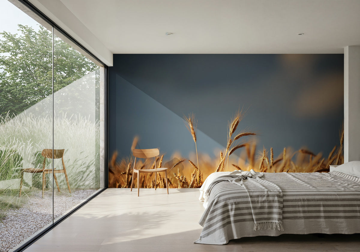 Golden Crop Field Mural Wallpaper - room preview 06