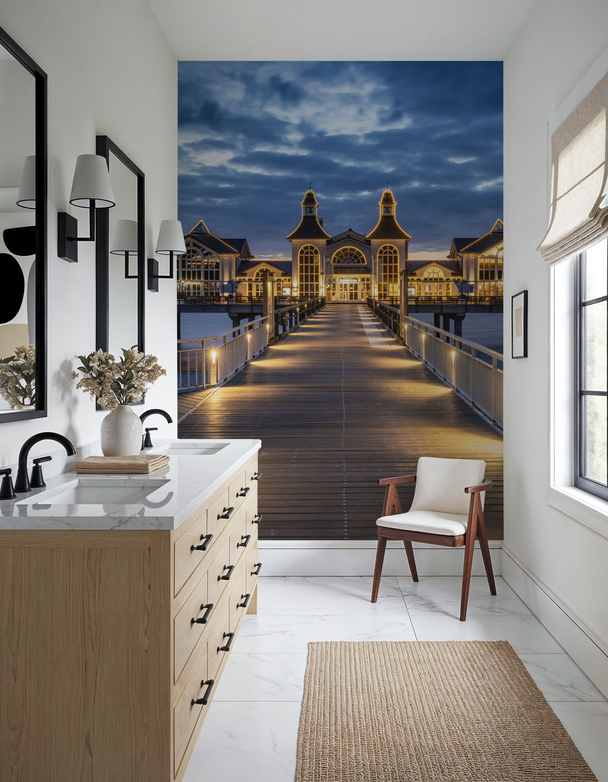 Sellin Pier At Night Mural Wallpaper - room preview 06