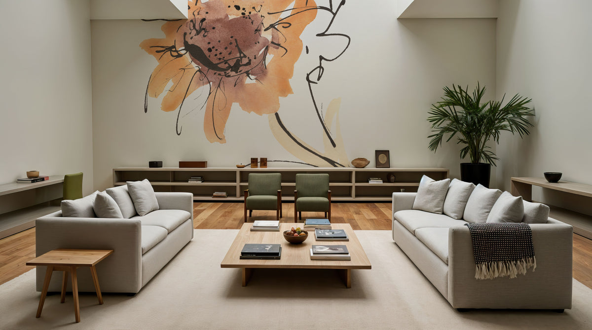 Apricot Sunflower I Mural Wallpaper - room preview 06