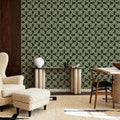 Trellis Leaves, Forest Green Mural Wallpaper - room preview 06