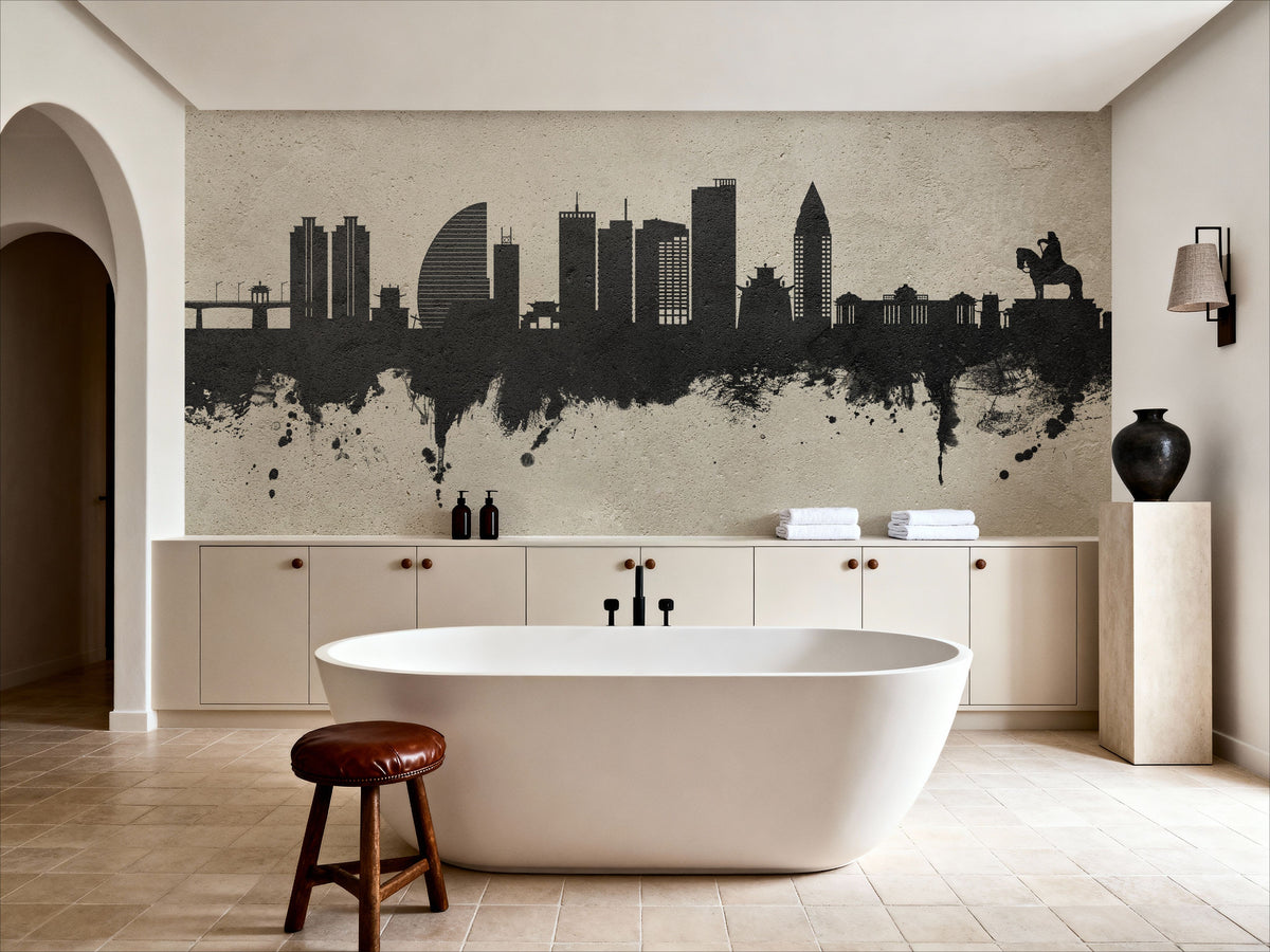 Ulaanbaatar Mongolia Skyline Concrete Mural Wallpaper - room preview 06