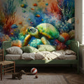 Undersea Encounter Turtle Meets Fish Mural Wallpaper - room preview 06