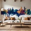 Jerez Spain Skyline Blue & Bronze Mural Wallpaper - room preview 06