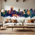 Poughkeepsie New York Skyline Blue & Bronze Mural Wallpaper - room preview 06