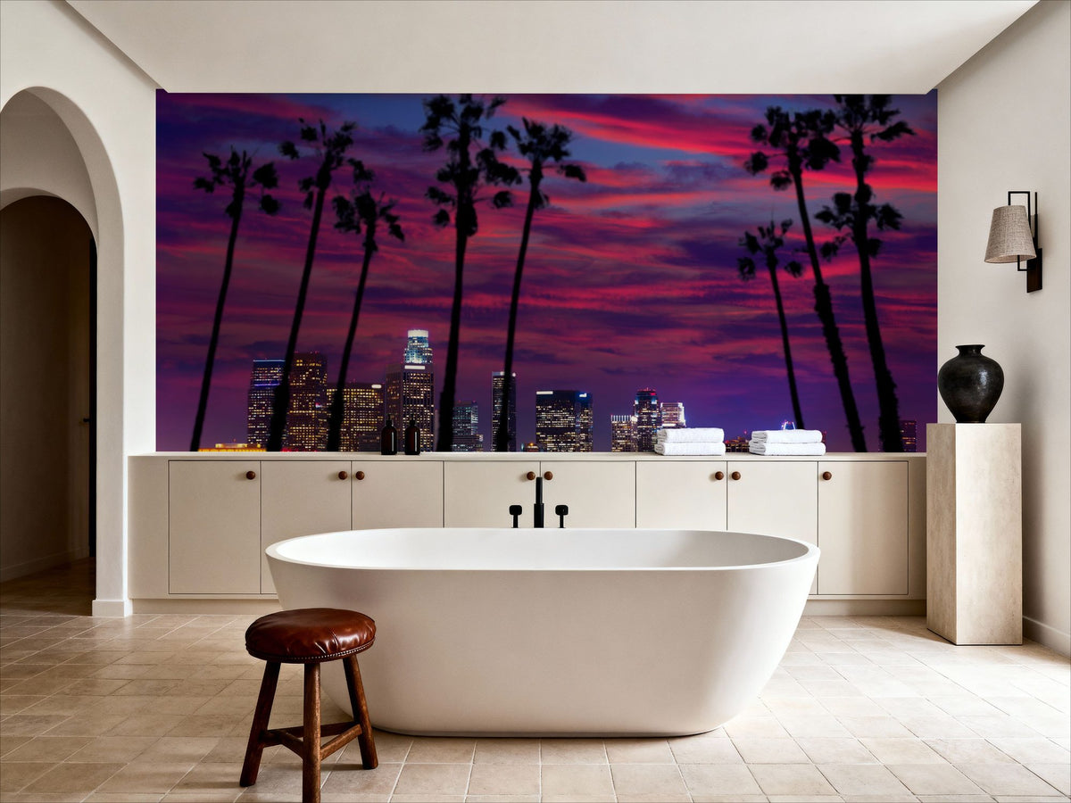 Palm Trees Downtown Mural Wallpaper - room preview 06