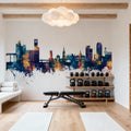 Ipswich England Skyline Blue & Bronze Mural Wallpaper - room preview 06
