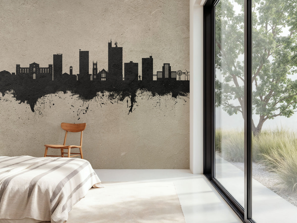 Lubbock Texas Skyline Concrete Mural Wallpaper - room preview 06