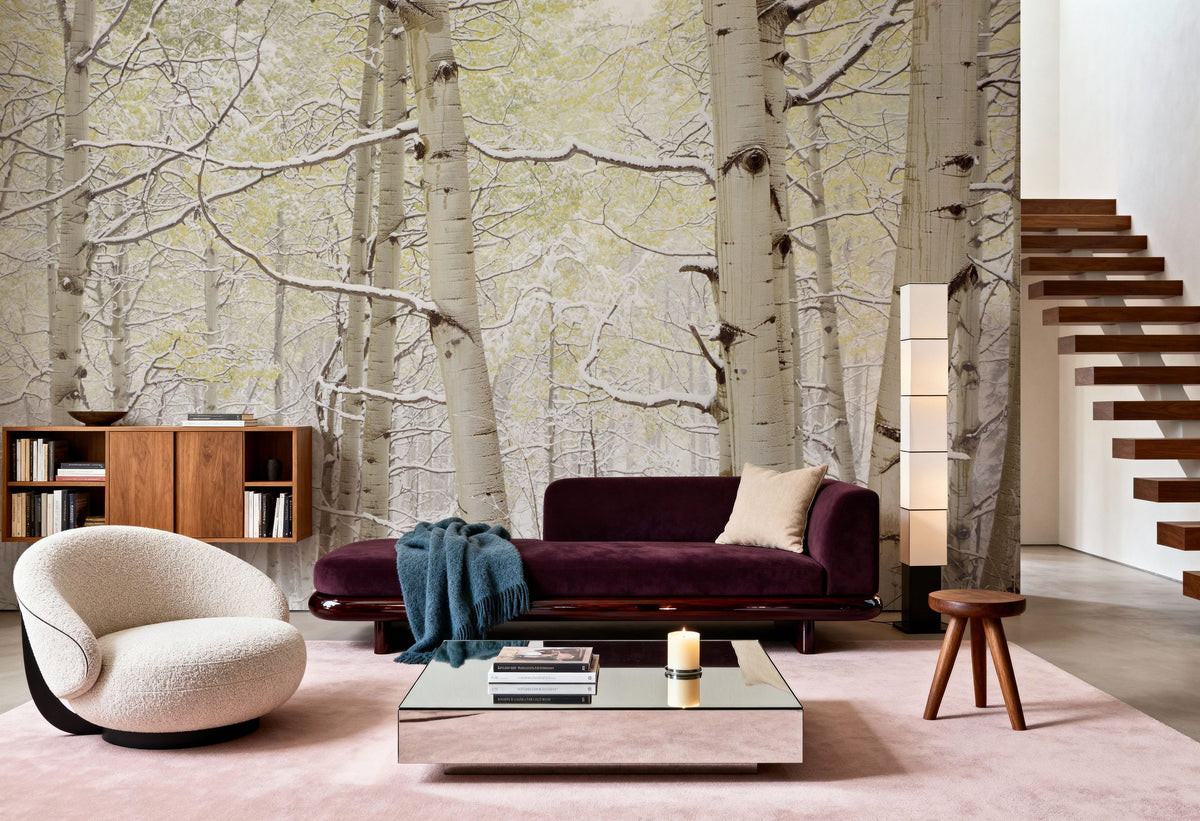 Winter Birch Forest Mural Wallpaper - room preview 06