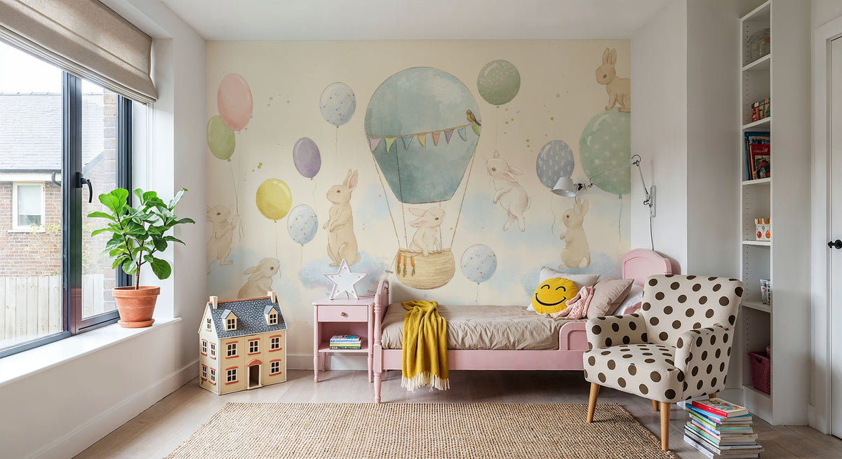 Rabbits & Balloons Mural Wallpaper - room preview 06