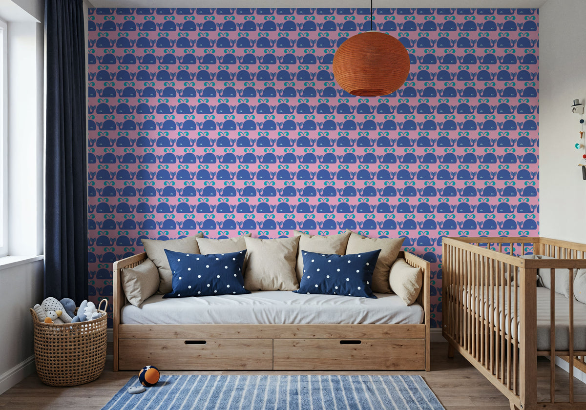Wandering Whales Mural Wallpaper - room preview 06