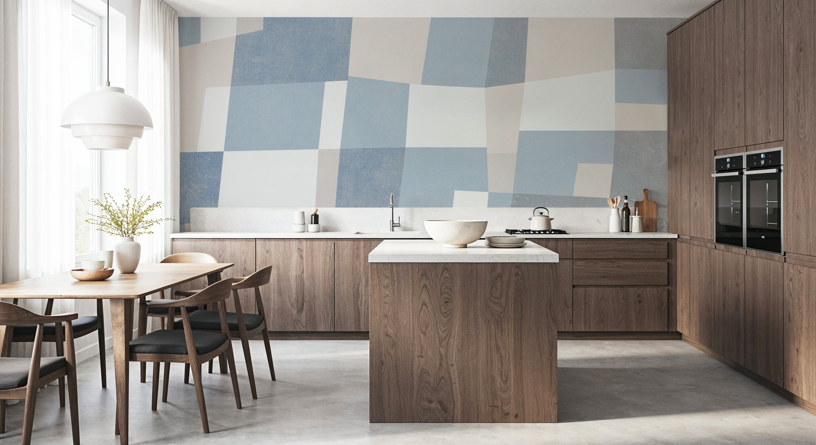 Abstract Fields, MIneral Blue Mural Wallpaper