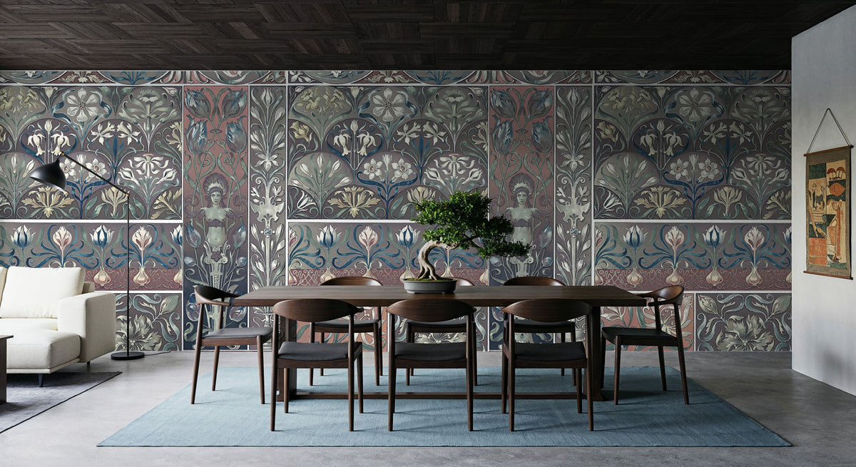 Art Deco Floral Wall Mural Wallpaper - room preview 06