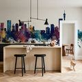 Johannesburg South Africa Skyline Blue & Bronze Mural Wallpaper - room preview 06