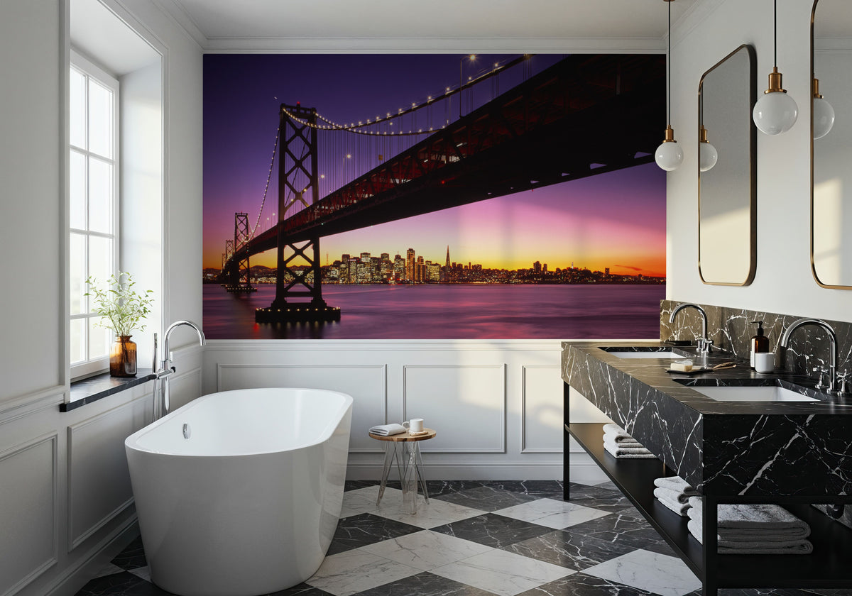 Golden Hour Bridge Mural Wallpaper - room preview 06