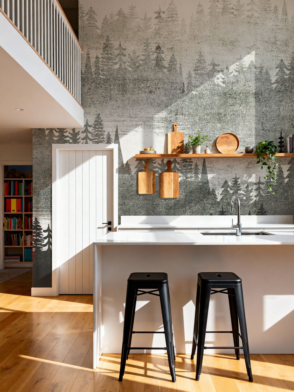 Mountainscape Silver Mural Wallpaper - room preview 06