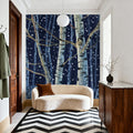 Snowy Birch Grove At Night Mural Wallpaper - room preview 06