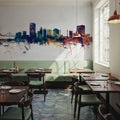 Toledo Ohio Skyline Blue & Bronze Mural Wallpaper - room preview 06