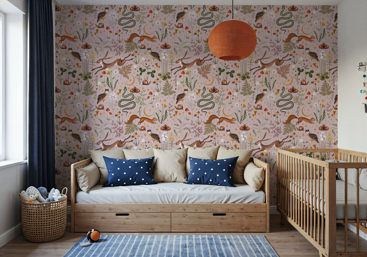 Fantasy Forest - Dusty Pink Mural Wallpaper - room preview 06