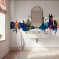 Lubbock Texas Skyline Blue & Bronze Mural Wallpaper - room preview 06