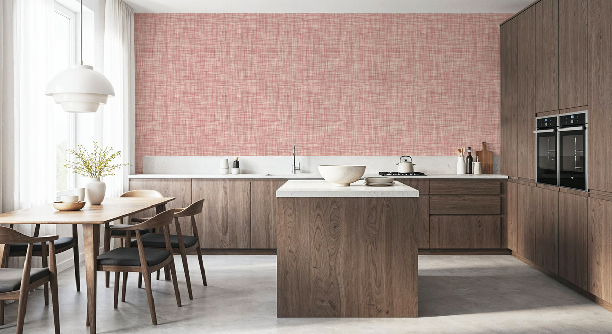 Mottled Linen Effect, Rose Pink Mural Wallpaper - room preview 06