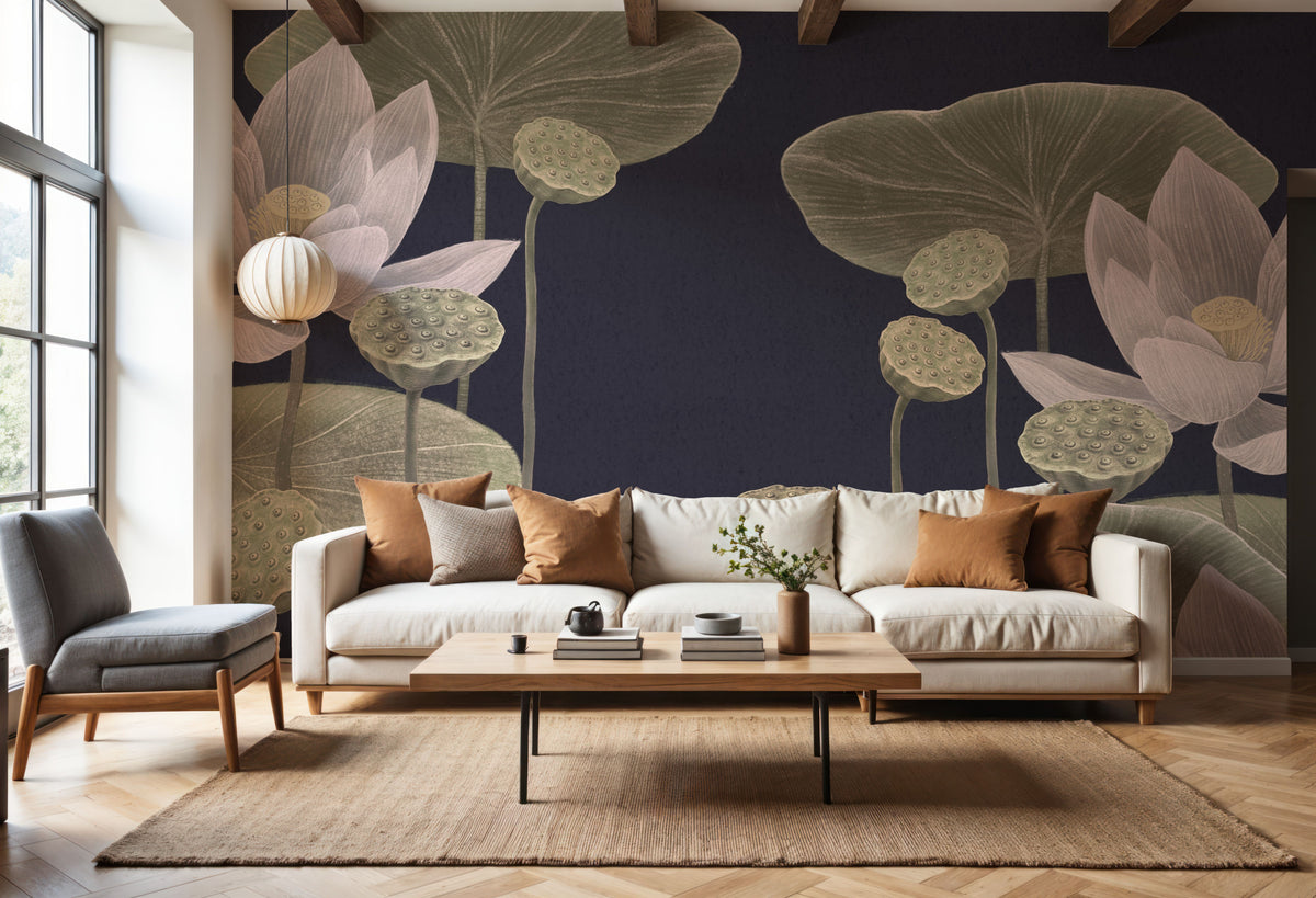 Lotus Bloom Mural Wallpaper - room preview 06