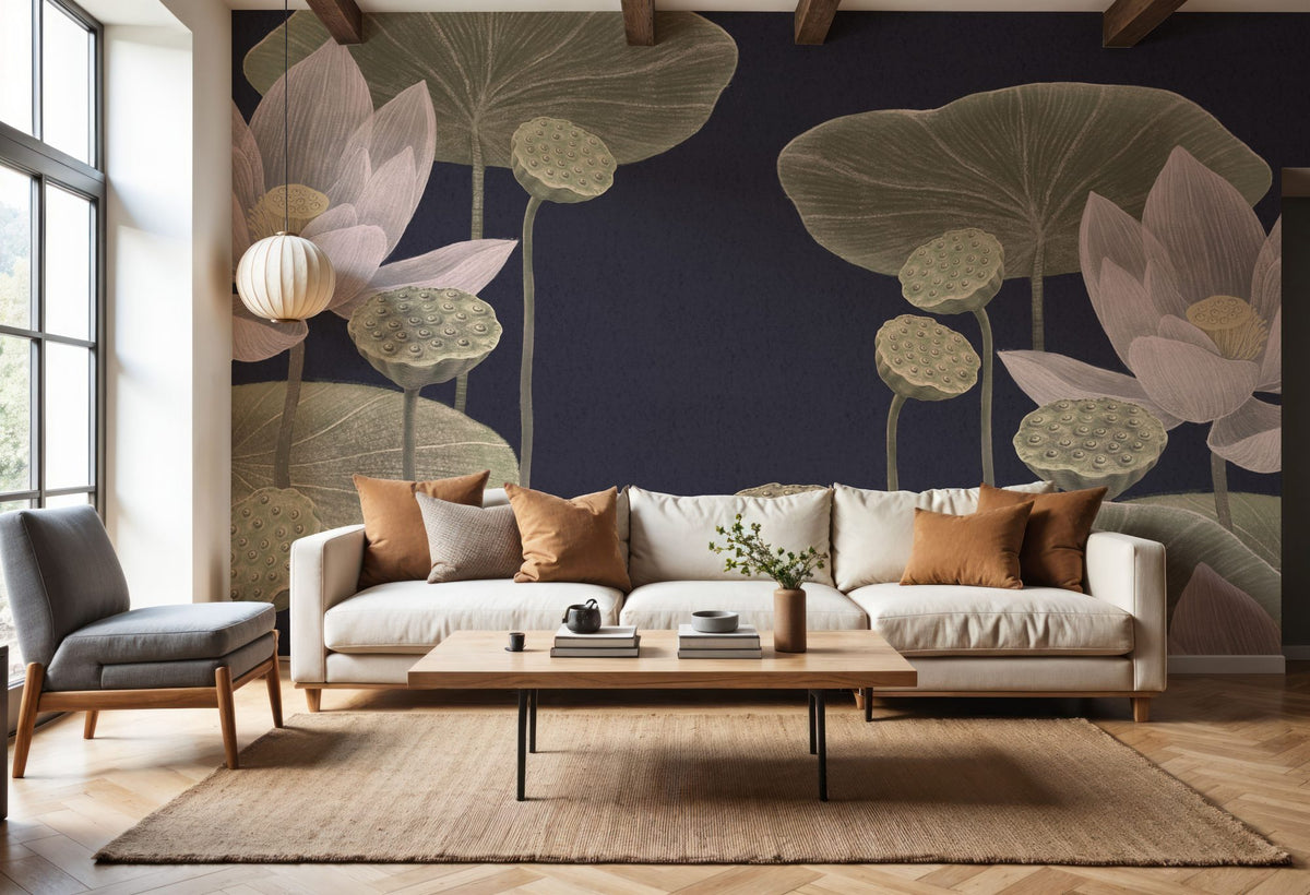 Lotus Bloom Mural Wallpaper - room preview 06