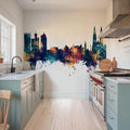 Zagreb Croatia Skyline Blue & Bronze Mural Wallpaper - room preview 06
