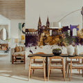 Daegu South Korea Skyline Purple & Gold Mural Wallpaper - room preview 06