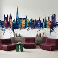 Ulm Germany Skyline Blue & Bronze Mural Wallpaper - room preview 06