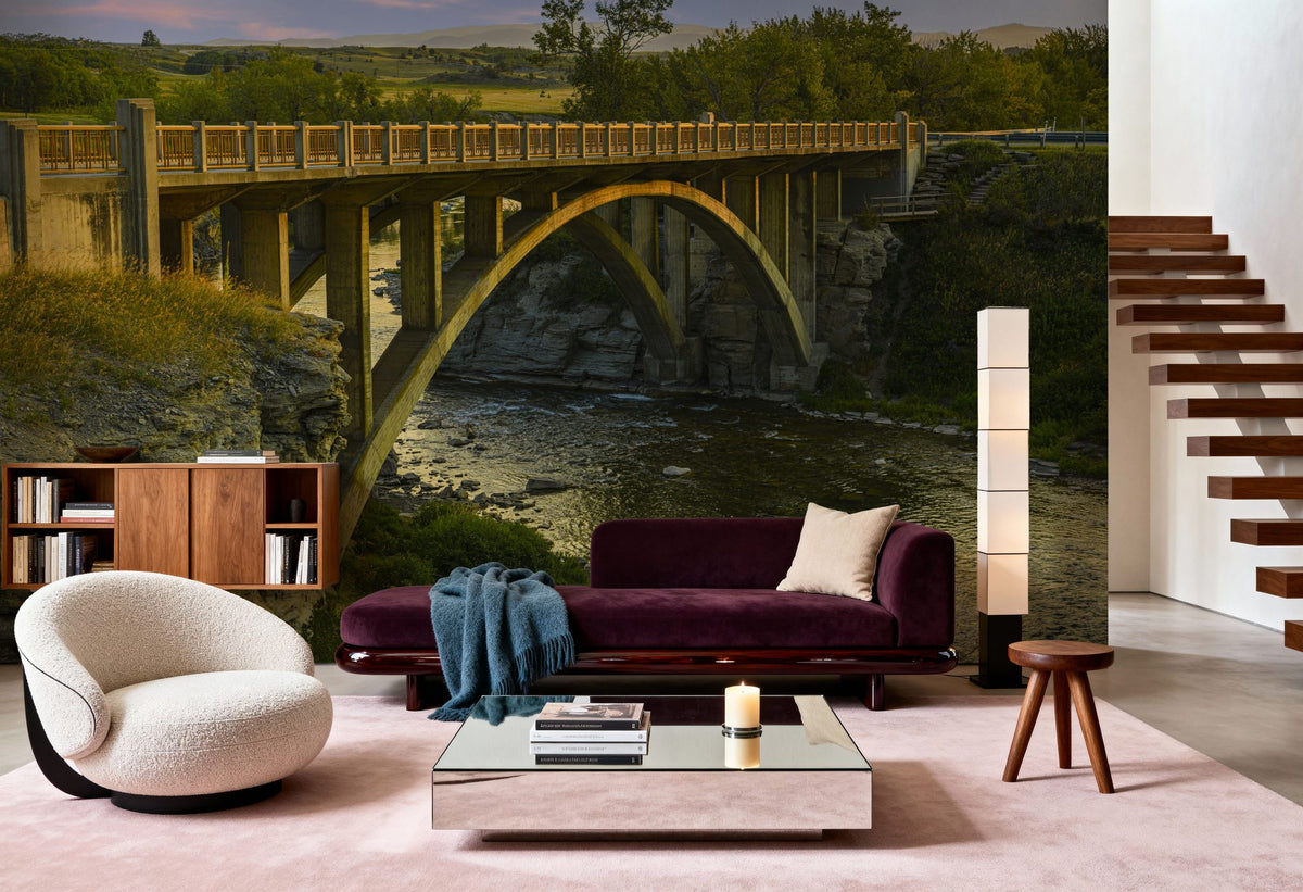 Lundbreck Falls Bridge Mural Wallpaper - room preview 06