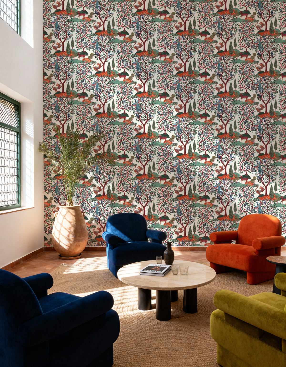 Garden of Myth and Memory Pattern, White Mural Wallpaper - room preview 06