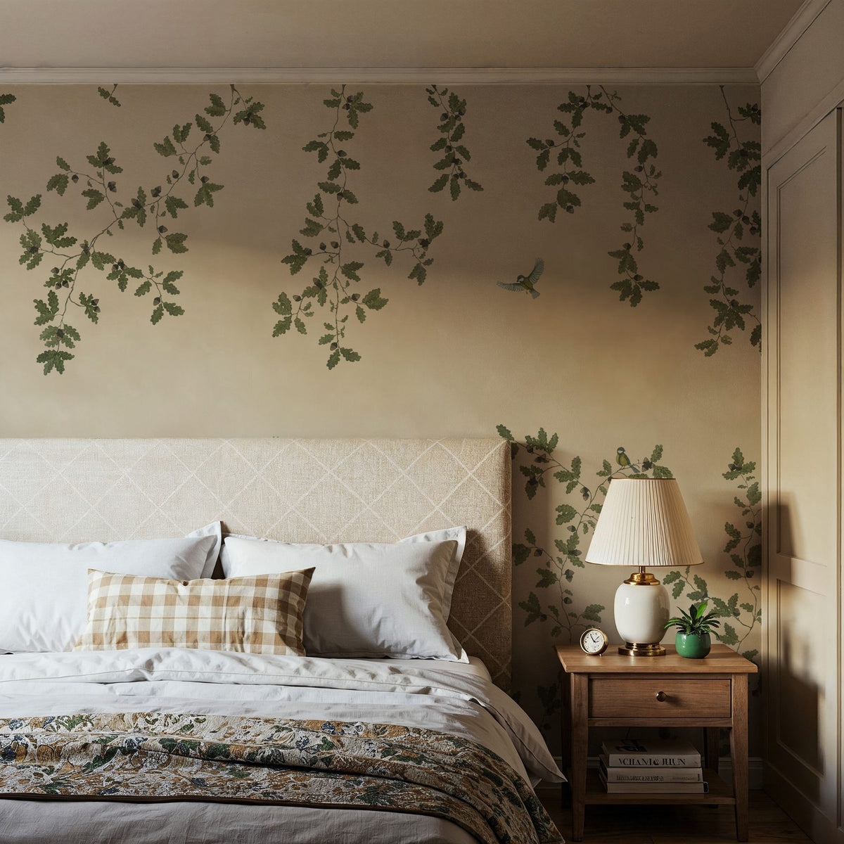 Oak Hollow, Light Beige Mural Wallpaper - room preview 06