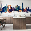 Suzhou China Skyline Blue & Bronze Mural Wallpaper - room preview 06