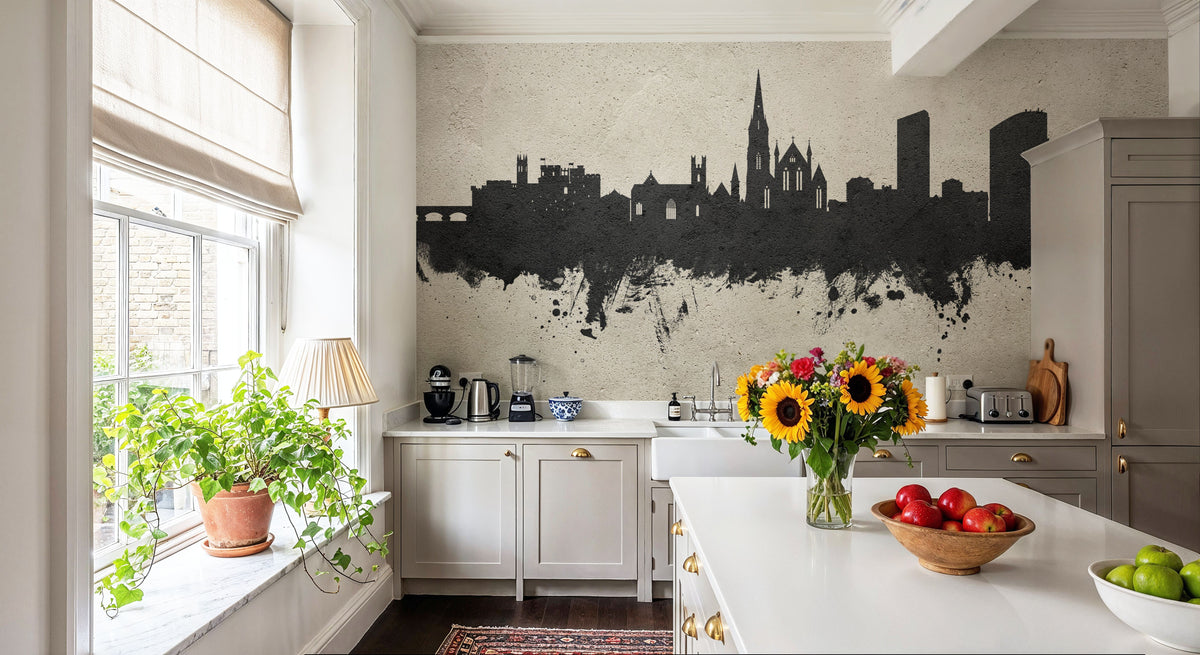Limerick Ireland Skyline Concrete Mural Wallpaper - room preview 06