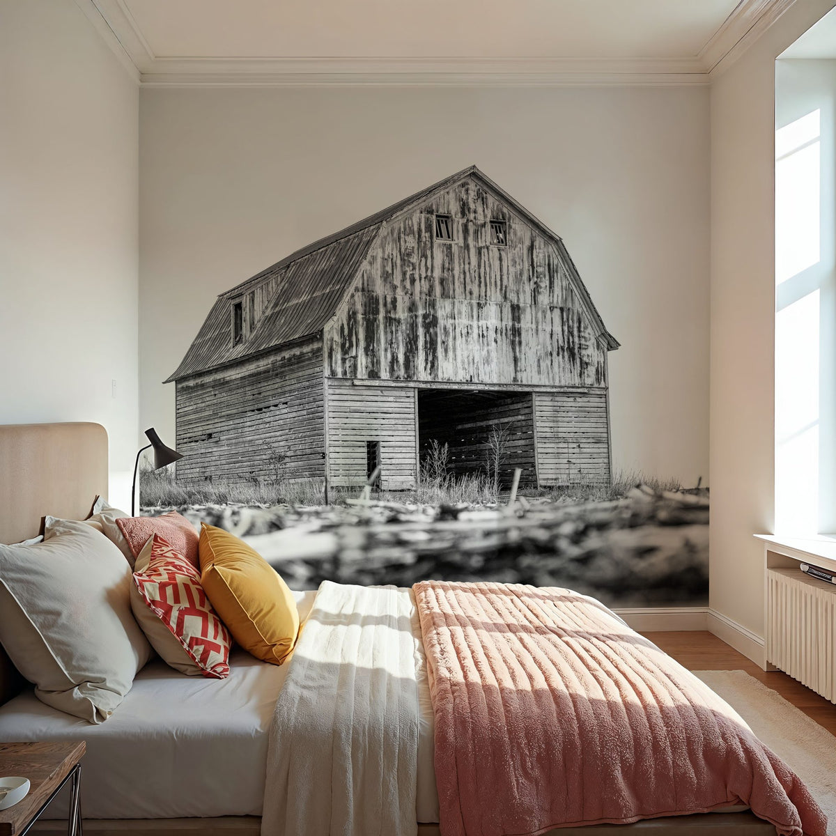 Old Route 66 Barn Mural Wallpaper - room preview 06