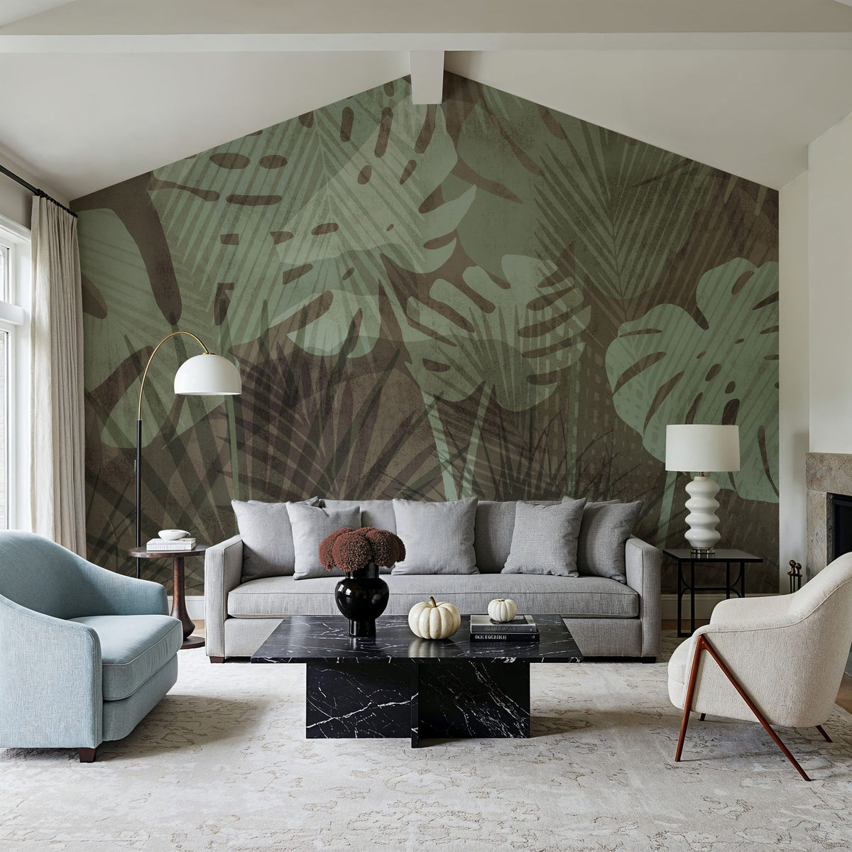 Big Monstera Leaves, Earth Mural Wallpaper - room preview 06