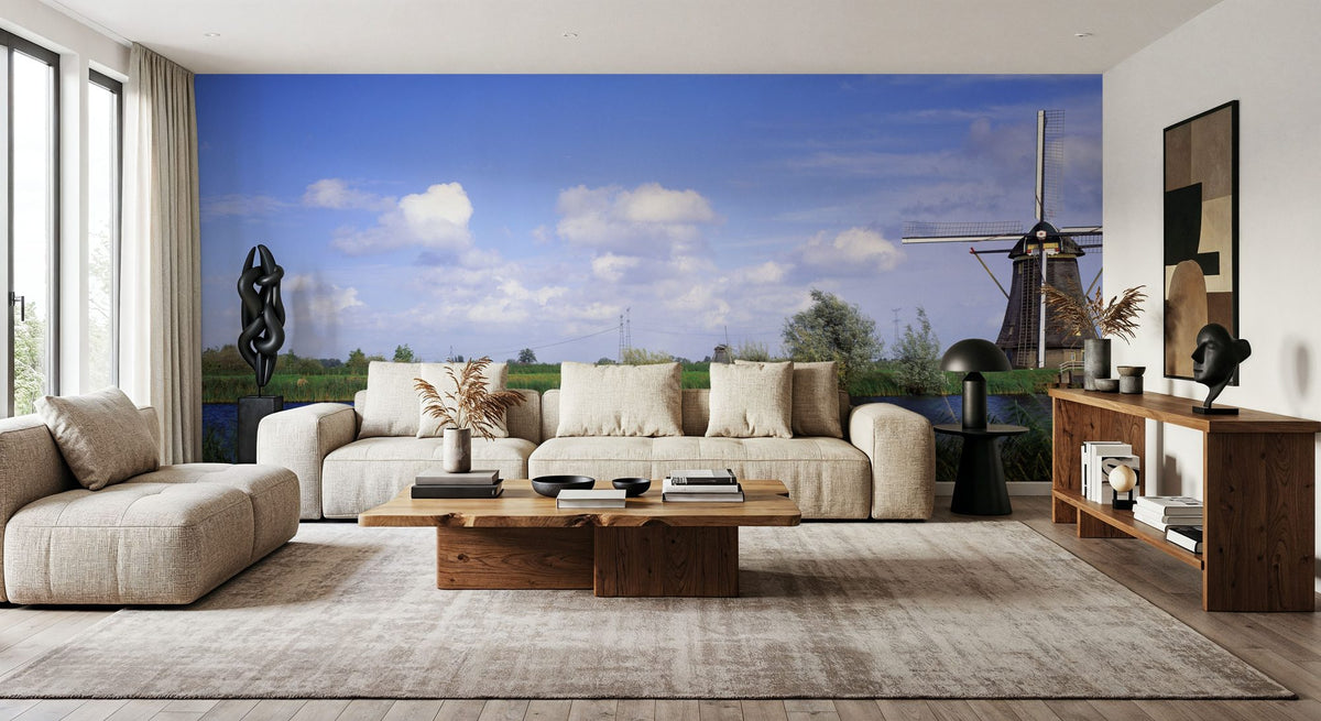 Dutch Riverside Windmill Mural Wallpaper - room preview 06