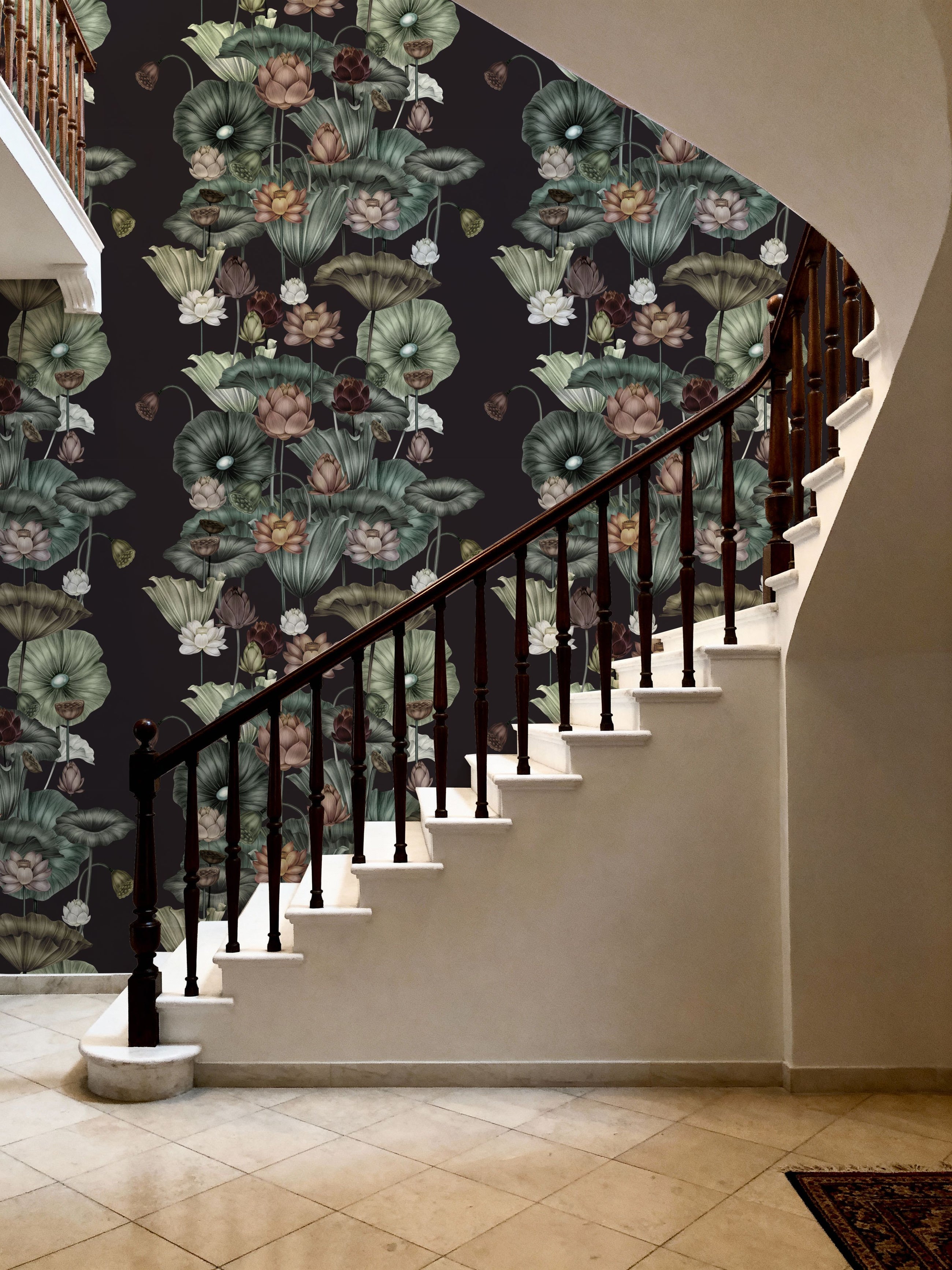 Magical Lotus, Coal Mural Wallpaper