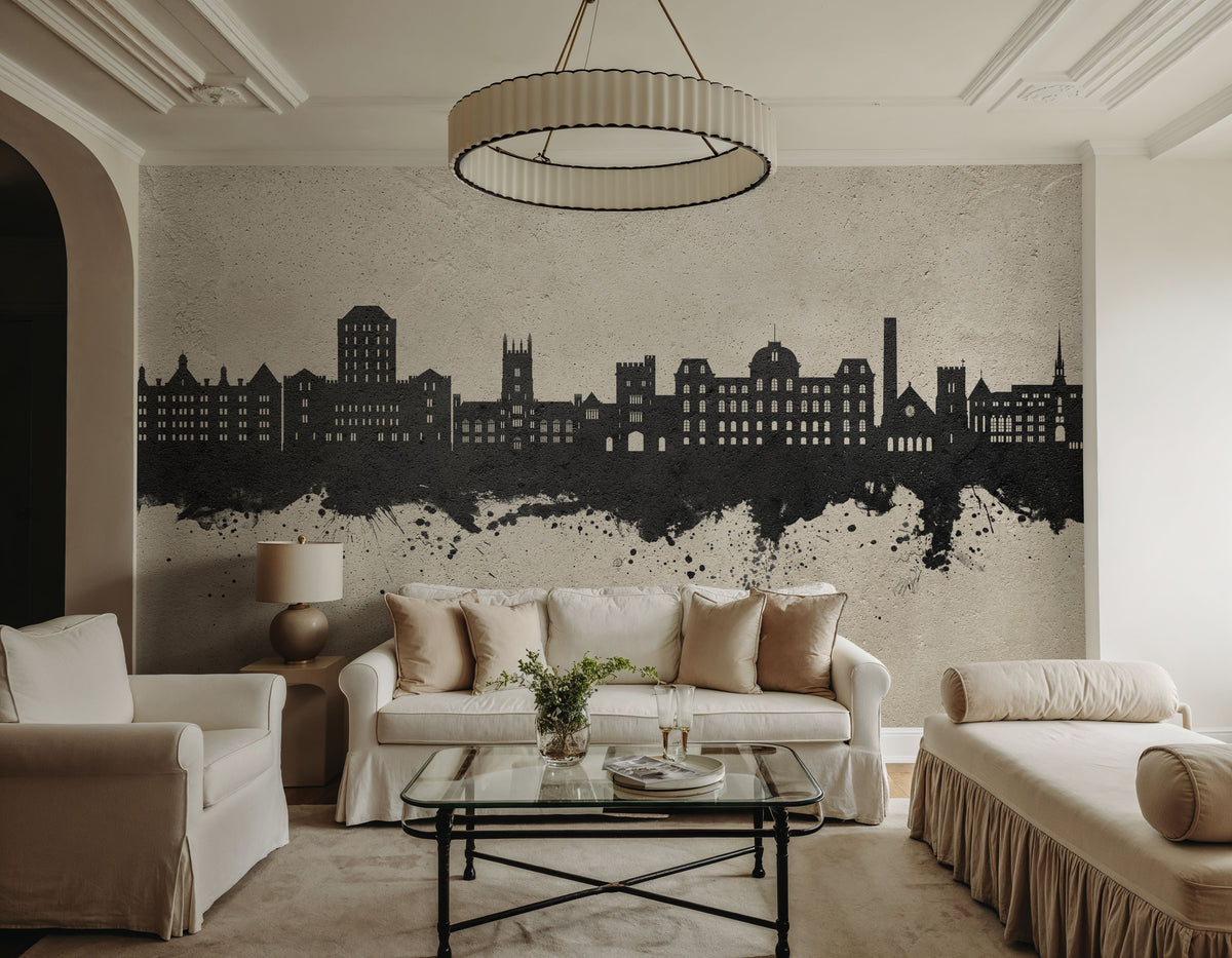 Poughkeepsie New York Skyline Concrete Mural Wallpaper - room preview 06