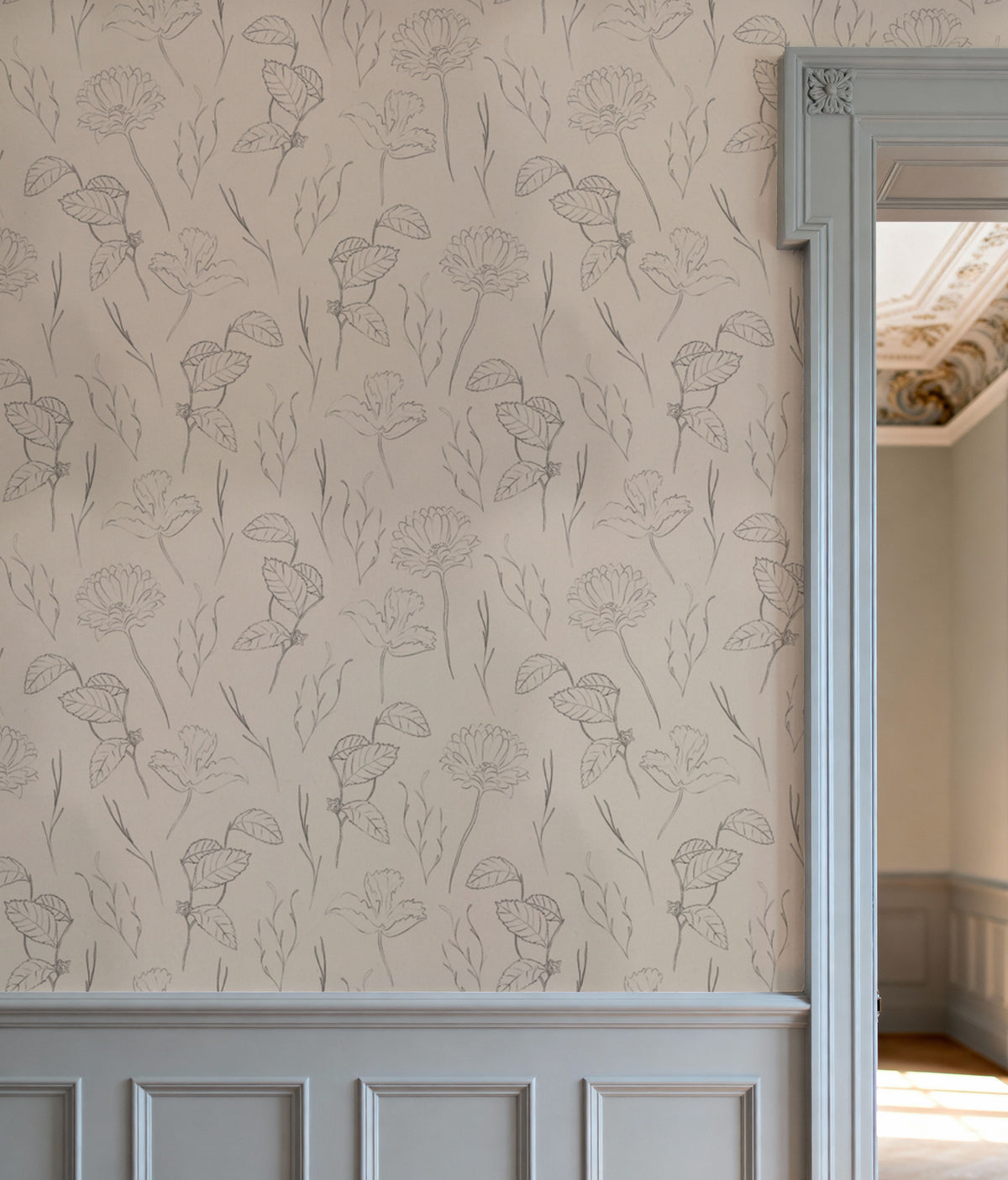 Botanical Study Beige Mural Wallpaper - room preview 06