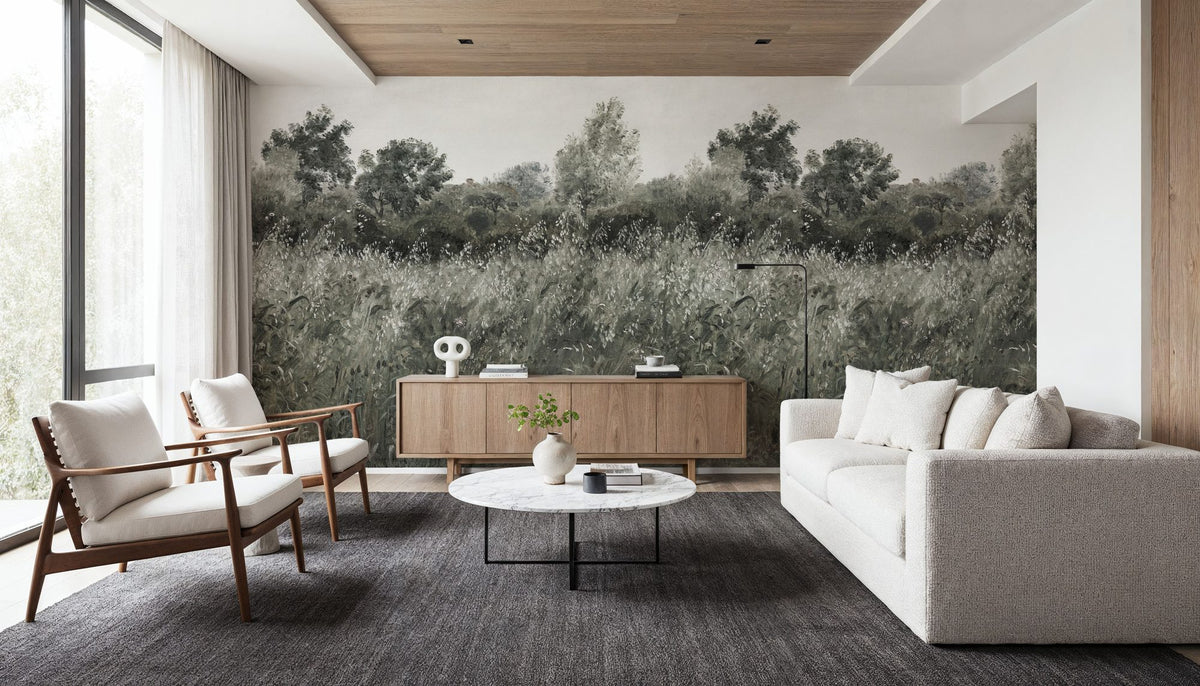 Meadow Whisper, Pine Green Mural Wallpaper - room preview 06
