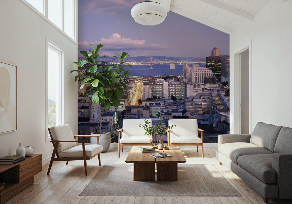 Highrise Twilight Metropolis Mural Wallpaper - room preview 06