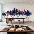 Kansas City Missouri Skyline Blue & Bronze Mural Wallpaper - room preview 06